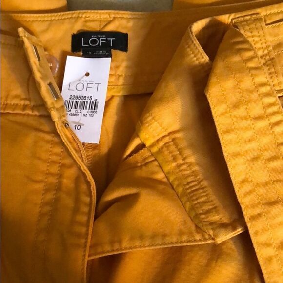 NWT Loft Wide Leg Capris Mustard Yellow Size 10 - Picture 7 of 7